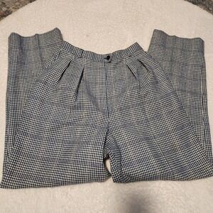 Vintage Koret Career Houndstooth Wool Blend Pleated Pants Size 12 Petite